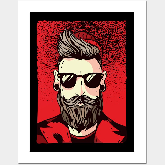 Bearded Hipster Wall Art by EarlAdrian